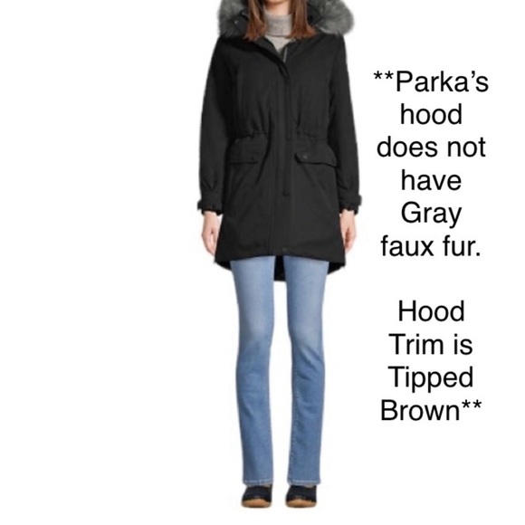LANDSEND Wm Expedition Down Parka Removable Hood **Brown Faux Fur** -3° to +25° - Picture 7 of 7